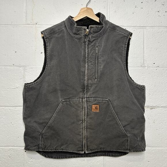 Carhartt Sandstone Sherpa-Lined Vest “Gravel” V33 GVL - Picture 1 of 9